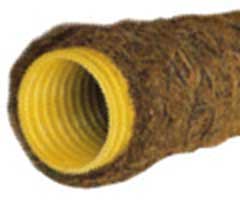 Foto Tubo per drenaggio in PVC fessurato FF-Kokofil con rivestimento in fibra di cocco.